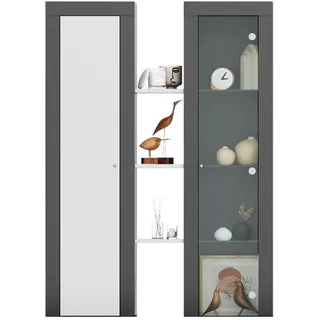 xonox.home Aufsatzvitrine Orion 102 x 141 x 27 cm Grau/Weiß