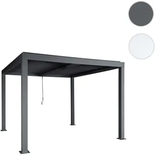 Pergola HWC-L46, Gartenpavillon Lamellen-Pavillon, 11cm-Aluminium-Gestell, Regenrinne sturmfest, 3x3