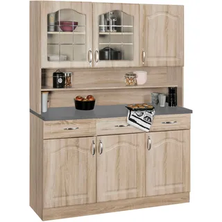 WIHO KÜCHEN Küchenbuffet Linz 120 x 50 x 180 cm BRAUN