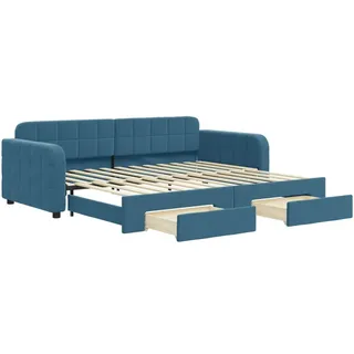 vidaXL Tagesbett Ausziehbar mit Schubladen Blau 90x200 cm Samt - Blau