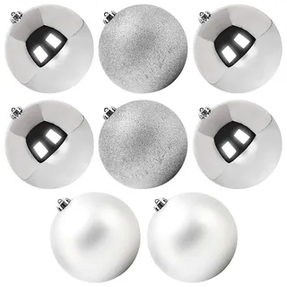 Benjia Weihnachtskugeln Groß Aussen, Dekokugel Wetterfeste Riesen Große Gross XXL Outdoor Draußen Draussen Kunststoff Weihnachtskugel Christbaumkugeln Kugeln Weihnachten (15cm/8STK, Silber)
