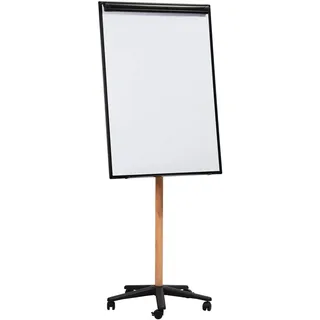 Bi-Office Essence mobiles Flipchart mit Sternfuß, magnetischer Oberfläche aus lackiertem Stahl, Struktur aus schwarzem Aluminium und Holz