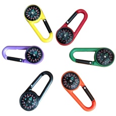 Toyvian 6 Stück Kompass Schlüsselanhänger Karabiner Clip Spielzeug Handbad Ornament für Wandern Rucksackreisen Camping Kinderspielzeug (zufällige Farben)