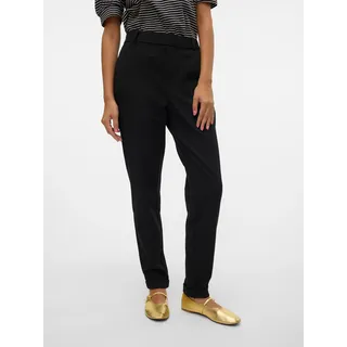 Anzughose VERO MODA "VMKAYA MW LOOSE SOLID PANT", Damen, Gr. XS (34), Länge 30, schwarz, Web, Obermaterial: 62% Polyester, 33% Viskose, 5% Elasthan, unifarben, lässig geschnitten knöchellang, Hosen Anzughose