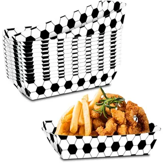 12 Stück Fußball Popcorn Tablett, Schwarz-Weiße Party Tabletts Aus Karton, Fussball Deko Geburtstag Kinder Für Snack-Organizer, Stadion Party Geschenk Für Fans