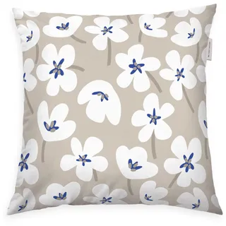 Tom Tailor FRESH FLOWERS Kissenhülle 40 x 40 cm Blau, Beige