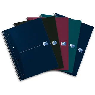 Oxford Collegeblock A4, kariert, 140 Seiten, 4 Farben sortiert, 5