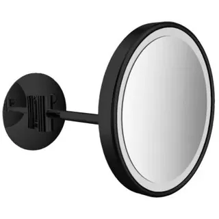 EMCO LED Rasier- und Kosmetikspiegel, 1-armig, Direktanschluss, rund, 109413308 Ø 203 mm, Vergrößerung 3-fach, Schwarz