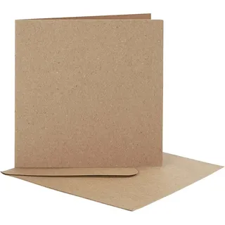 Karten und Umschläge, Kartengröße 12,5x12,5 cm, natur, 10 Set