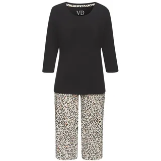 VIVANCE DREAMS Damen Capri-Pyjama creme-schwarz-gemustert Gr.36/38
