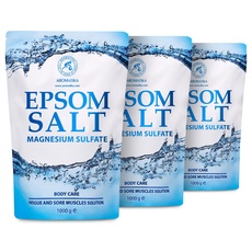 Epsom Salz Badesalz 3kg - 3000g - Konzentrierte Magnesiumquelle - Natürliches Salz - Entspannung & Entgiftet - Lindert Muskelkater - Wohltuendes & Wärmendes - Körperpflege - für Guten Schlaf