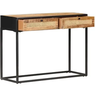 vidaXL Konsolentisch 100x35x75 cm Raues Mangoholz und Rohrgeflecht - Braun