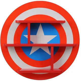 Marvel Avengers Captain America Wandregal, klein, wandmontiertes Bücher- und Aufbewahrungsregal für Kinder, Schweberegal aus Holz für Schlaf- und Spielzimmer