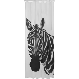 Sealskin Zebra Duschvorhang 180x200 cm, PEVA, wasserdicht, Farbe: Schwarz / Weiß