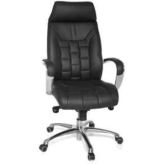 FineBuy Chefsessel Echtleder Schwarz