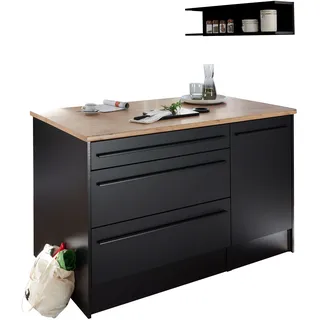 BASIC by Balculina Kücheninsel »Jazz Kücheninsel« Breite 145 cm, Türen und Schubkästen, schwarz