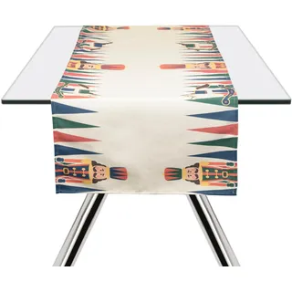 Excelsa Vintage Christmas Tischläufer, 60 % Baumwolle, 40 % Polyester, 45 x 140 cm, Weihnachtsdekoration Nussknacker