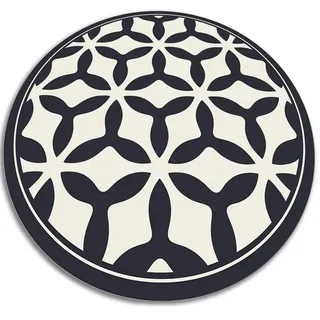 Tulup Vinyl Teppich Ø50 cm Geometrische Formen , Schwarz, Weiß , Kunststoff , Rund , 50x50 cm , Teppiche und Böden, Teppiche, Outdoorteppiche