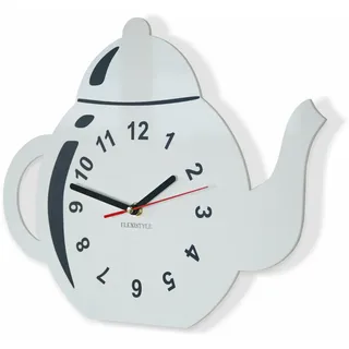 FLEXISTYLE Moderne Küche Wanduhr KRUG 3D römisch, wanduhr deko, modern, Schwarz +5 Farben (Weiß)