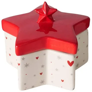 Boltze Home Schmuckschatulle Anella Sternform , Rot , Keramik , 13x11.5x13 cm , Ordnen & Aufbewahren, Schmuckaufbewahrung