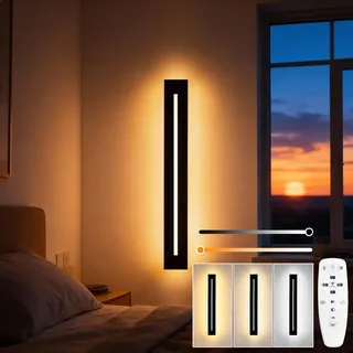 niuniaj 10W LED Wandlampe innen Dimmbar 40CM Wandleuchte Innen mit Fernbedienung,Up Down Wandbeleuchtung,Moderne Wandlicht Schwarz für Schlafzimmer Korridor Wohnzimmer Treppe Kinderzimmer Küche