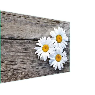 Schneidebrett Herdabdeckplatte Multiglasschneidplatte 30x22 cm Gänseblümchen Holz
