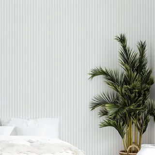 marburg Tapete Holzoptik Weiß Akkustikpaneele 3D Effekt Vliestapete Wohnzimmer Schlafzimmer 10,05 x 0,53m Made in Germany