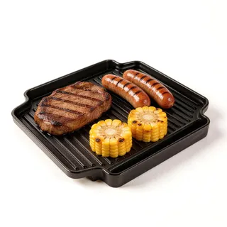 WELL GRILL BBQ Grillplatte 24cm Gusseisenpfanne für Campingkocher Gaskocher Grill Zubehör, Gussplatte Plancha Grillpfanne für Campingaz Camp Bistro DLX Stopgaz