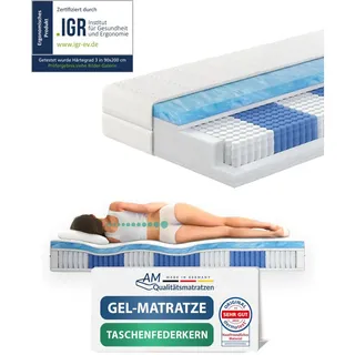 AM Qualitätsmatratzen Premium Gelschaum-Taschenfederkernmatratze 100 x 200 cm H3