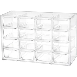 Koomuao Schreibtisch-Organizer Plastik 6/9/12 Schubladen,Sortierboxen Kleinteilemagazin,Klein Schubladenbox Kunststoff Desktop Aufbewahrung Organizer für Kosmetik Schmuck Schreibwaren (16 Schubladen)
