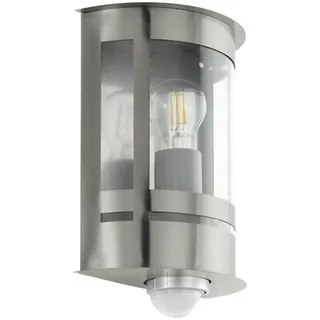 Eglo AUßENWANDLEUCHTE , Edelstahlfarben, Transparent , Metall, Kunststoff , rund , 20x26x10 cm , Bewegungsmelder, Timerfunktion, Dämmerungssensor , Lampen & Leuchten, Leuchtenserien