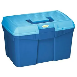 Covalliero Putzbox Siena, marine/hellblau, 40x26x24,5cm, Kunststoff, mit herausnehmbarem Einsatz, mit Pinselhalter, Pferde