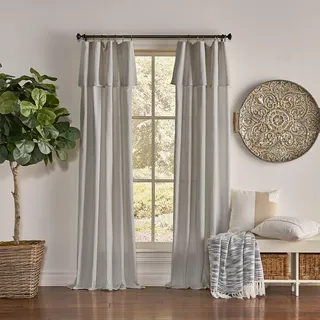 Mercantile Vorhang, Lichtfilterring und Schlaufenvorhang mit angenähtem Volant, 213,4 cm lang x 127 cm breit, Bauernhaus-Fensterpaneel, Schlafzimmer, Wohnzimmer und Esszimmer, Grau