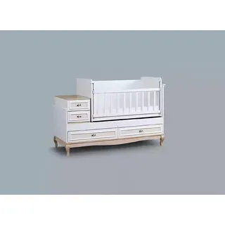 Babybett Kinderbett Bett Set Schublade weiß im modernen Stil fürs Kinderzimmer