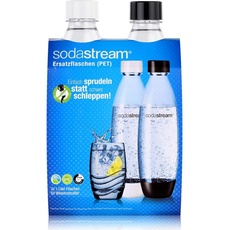 SodaStream DuoPack Ersatzflasche für SodaStream Wassersprudler mit Einklick-Mechanismus, 2x 1 L PET-Flasche, schwarz und weiß