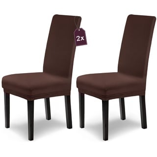 SCHEFFLER-Home Stretch Chair Cover Leni/Brown Chair Cover Set of 2 / Elastic Chair Cover for high-Backed Chairs as Chair Cover/Swivel Chair Cover as Chair Cover/Washable Chair Cover