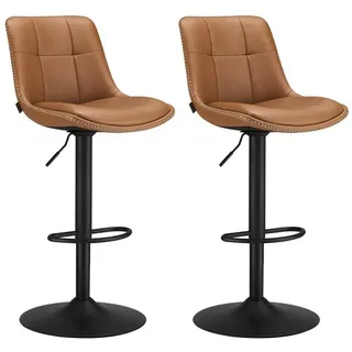 VASAGLE Barhocker 2er Set mit Rückenlehne karamellbraun