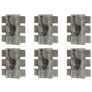 HAKU Möbel Garderobenleiste 6er Set bunt, Vintage, Massivholz, Metall - Maße: B 16 cm x H 20 cm x T 11 cm, Style: Industrial