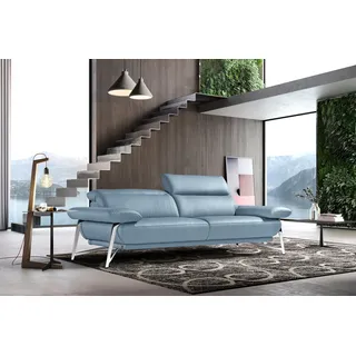 Egoitaliano 2,5-Sitzer »Anais, Designsofa mit erstklassigem Sitzkomfort, Fußfarbe chrom« Kopfteil verstellbar, 232 cm, Leder CAREZZA, himmelblau, blau
