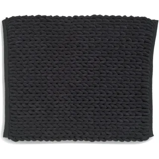 kela Badematte rutschfest 55 x 65 x 2 cm Marie, Badezimmerteppich schwarz, waschbar, recyceltes Polyester & Baumwolle, Badvorleger in Strickstruktur