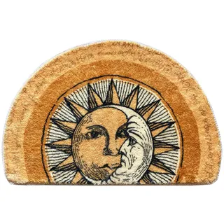 WERGHJ SUJIN Halbrunde Fußmatte, halbrund, Badezimmerteppich, Tarot-Sonnen-Mondteppich, rutschfest, saugfähig, Mikrofaser, getufteter Teppich für Küche, Wohnzimmer