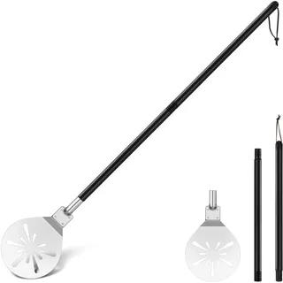 Herogo Pizzaschaufel, 7 Zoll Edelstahl perforiert Pizzaschieber, Metallzubehör Werkzeug mit abnehmbarem Griff, glatte Oberfläche & Backofen sicher, 7 inch