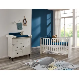 Arthur Berndt "Babyzimmer Set »Lavea« 2-teilig", Spar-Set, Babymöbel-Set "Lavea" bestehend aus Kinderbett und Wickelkommode, weiß, oak, nachbildung),