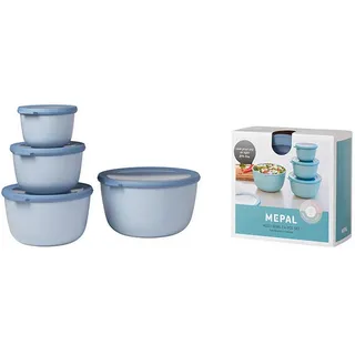 Mepal Vorratsdosenset , Klar, Hellblau , Kunststoff , 0,5 l , 23x23x13 cm , auslaufsicher, lebensmittelecht, luftdichter Verschluss, mikrowellengeeignet, stapelbar , Küchenzubehör, Vorratsbehälter, Vorratsdosen