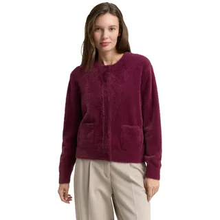 Tom Tailor 1048318 Strickjacke in Webpelz-Optik, Bordeaux, L