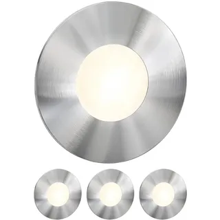 ledscom.de 4 Stück LED Treppenlicht/Wandeinbauleuchte FEX für innen und außen, rund, edelstahl, 85mm Ø, warmweiß