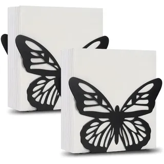 Guador Serviettenhalter, 2 Stück Schwarz Serviettenständer Schmetterling Edelstahl, Heimdekoration Serviettenspender 16 x 14,5 x 4,5 cm