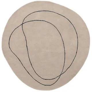 Kunstloft Wollteppich Shape Cream ø 200 cm rund , Beige , Textil , Abstrakt , Freiform , 200x1 cm , Gots , pflegeleicht , Teppiche und Böden, Teppiche, Schafwollteppiche