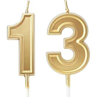 URAQT Geburtstagskerzen Zahlen 13, Weihnachtskerzen, Grüne Kerze zum 13. Geburtstag,Gold Glitzer Geburtstagskerzen,3D Zahl 13 für Kuchen Für Dekorative Geburtstagstorte Hochzeitsparty Abschlussfeier