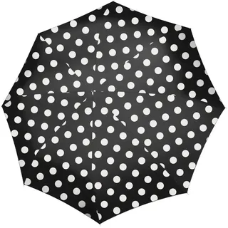Reisenthel umbrella pocket duomatic dots white – Kompakter Taschenschirm aus recycelten PET-Flaschen – Mit großer Drucktaste und ergonomisches Griffdesign